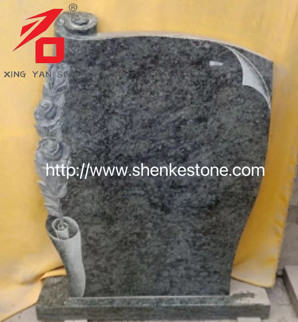 Beautiful Carved Rose Granite Headstone For Sale