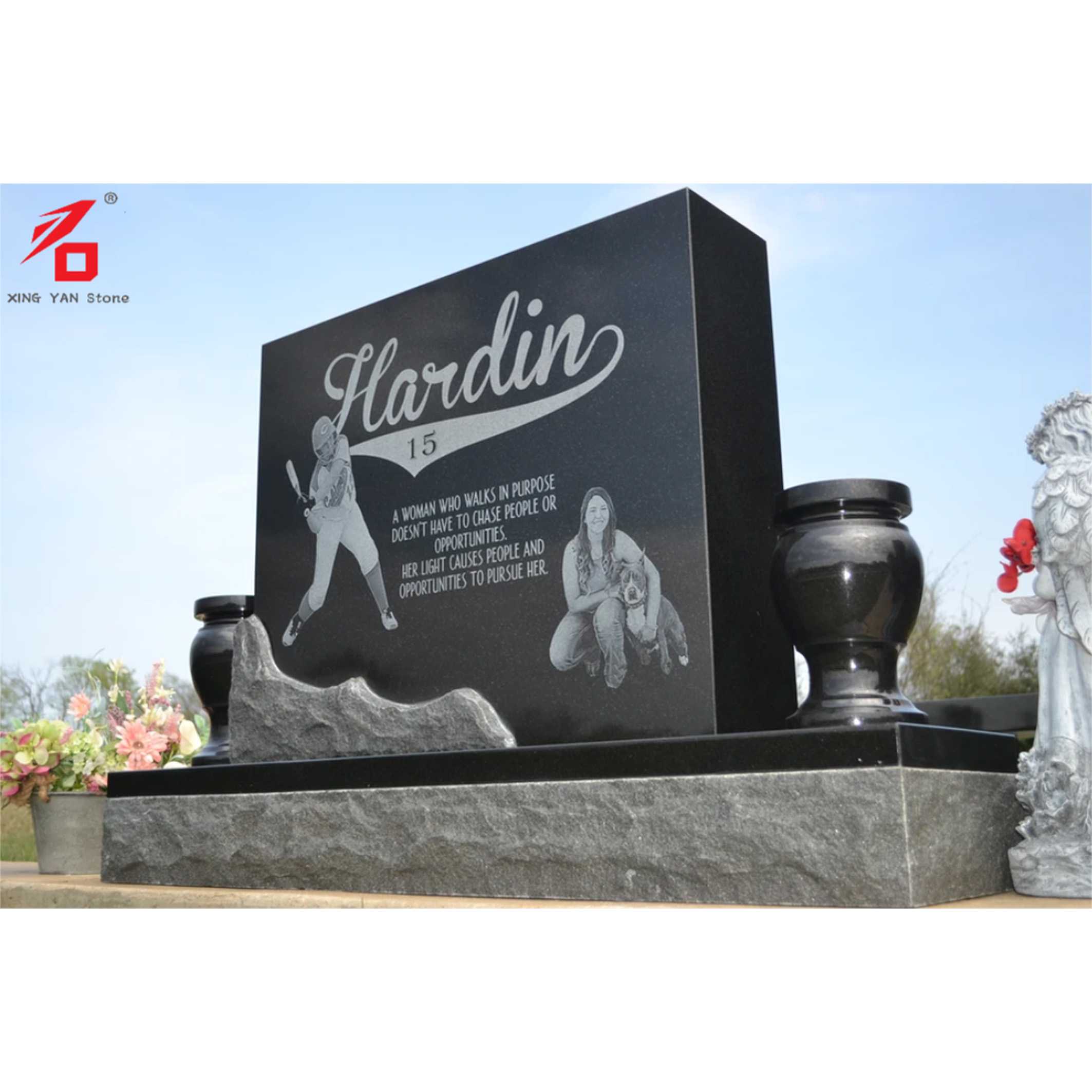 Black Tombstone With Natural Base