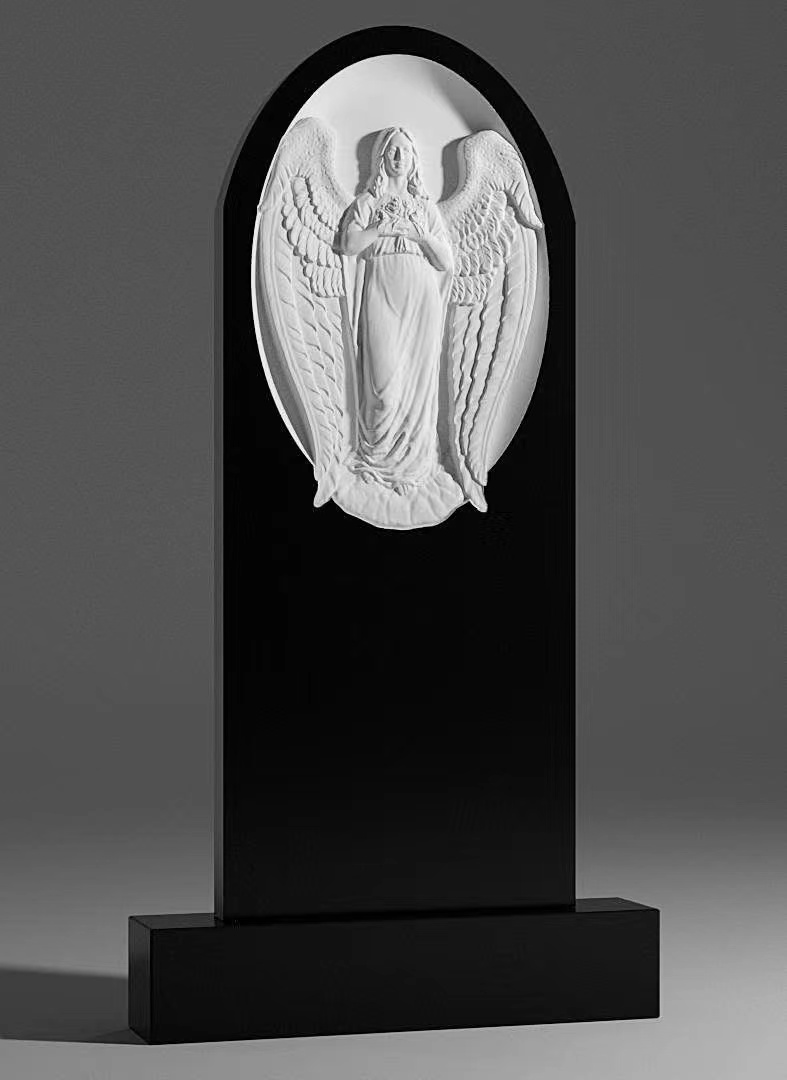 Chinese Xingyan Russian style Angel Relief Arched Tombstone