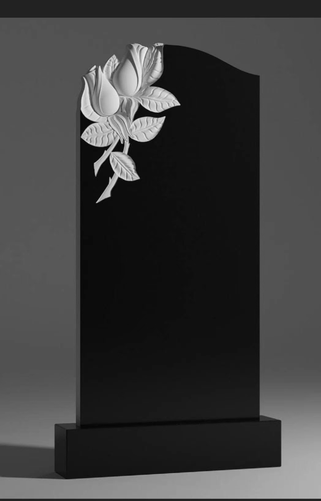 Chinese Xingyan Russian style rose relief black granite tombstone