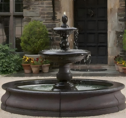 Dark Multi-layer Outdoor Stone Fountain