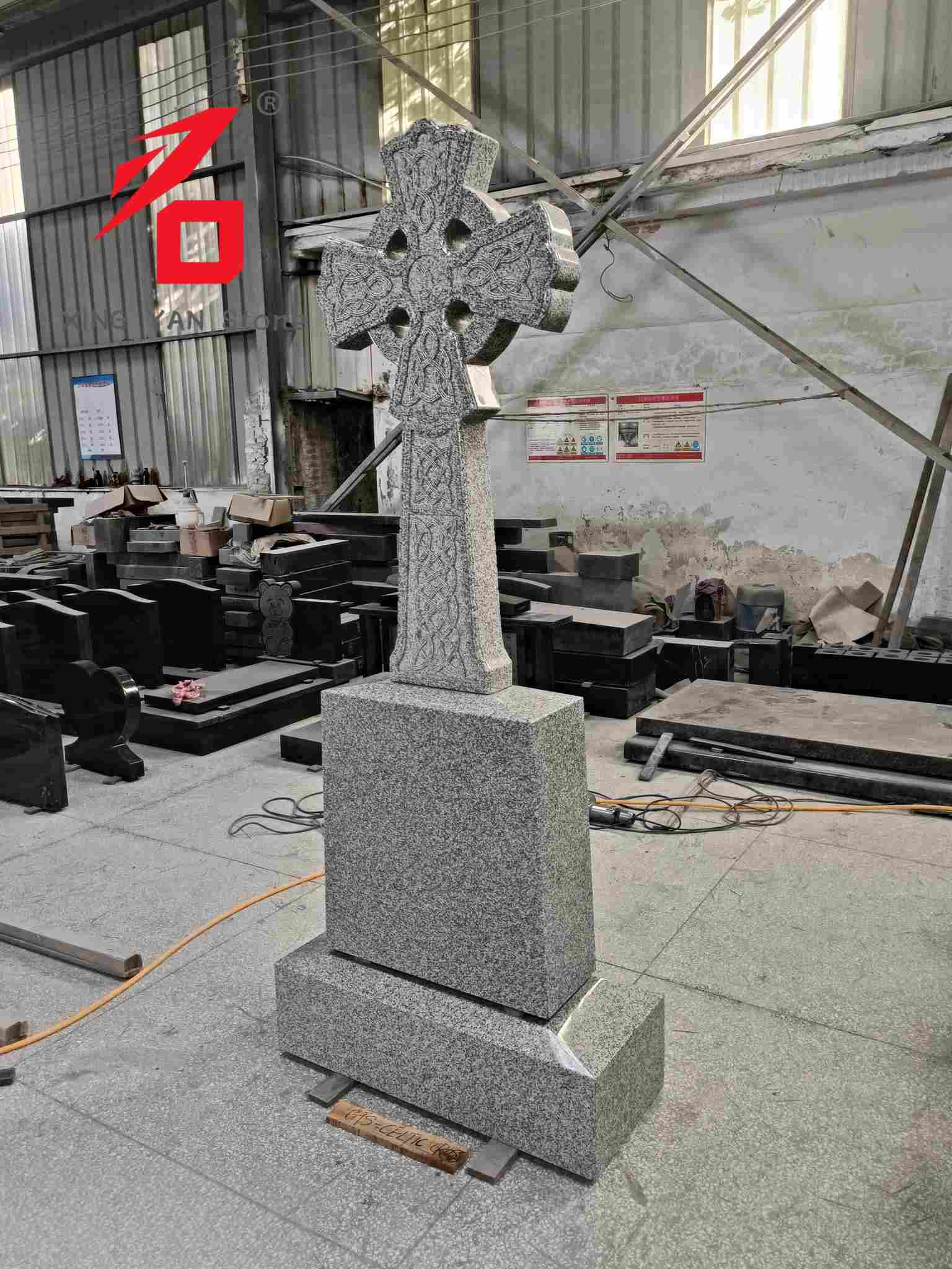 European and American Cross Granite Tombstone