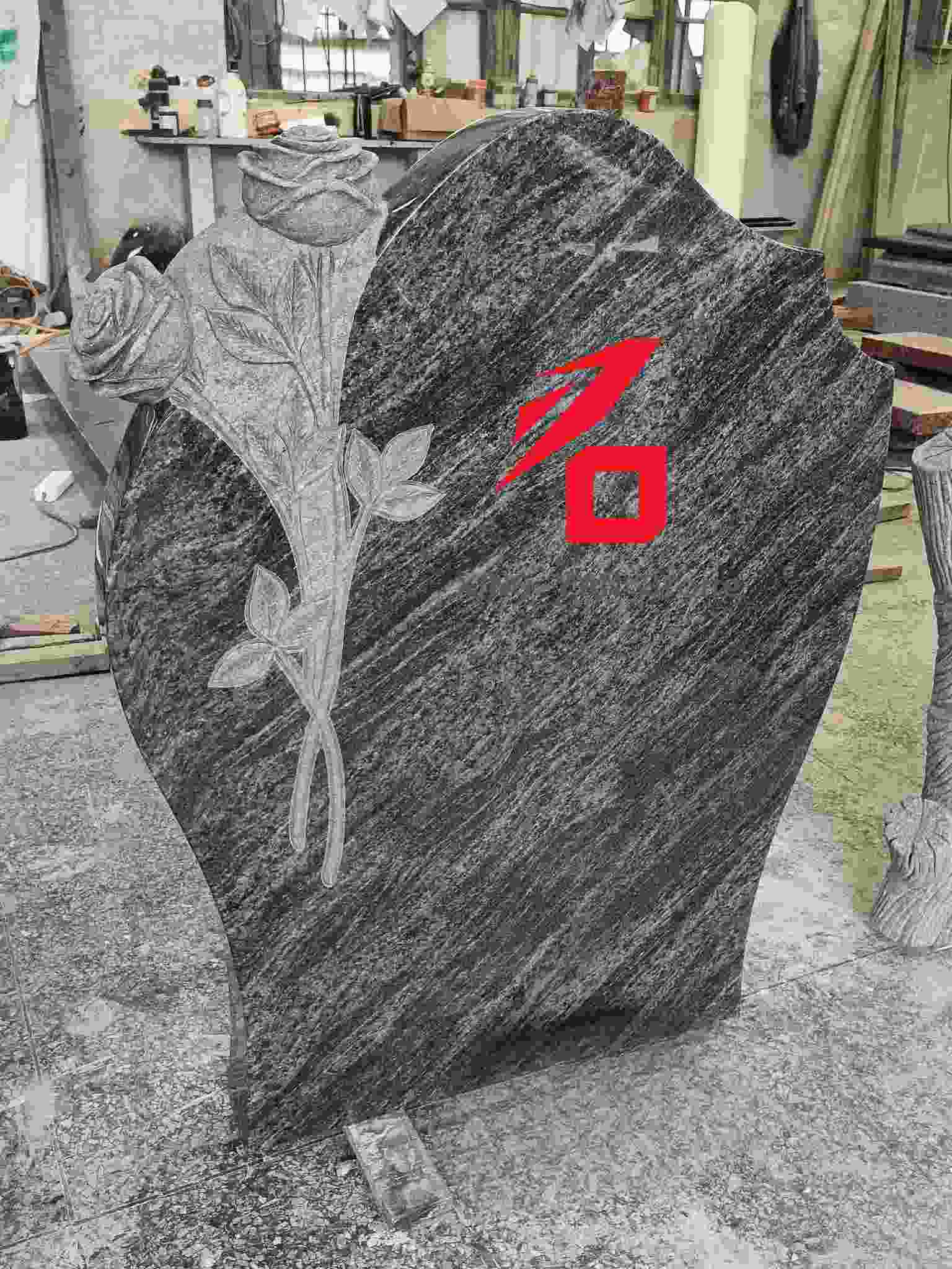 Heart-shaped Rose Memorial Tombstone