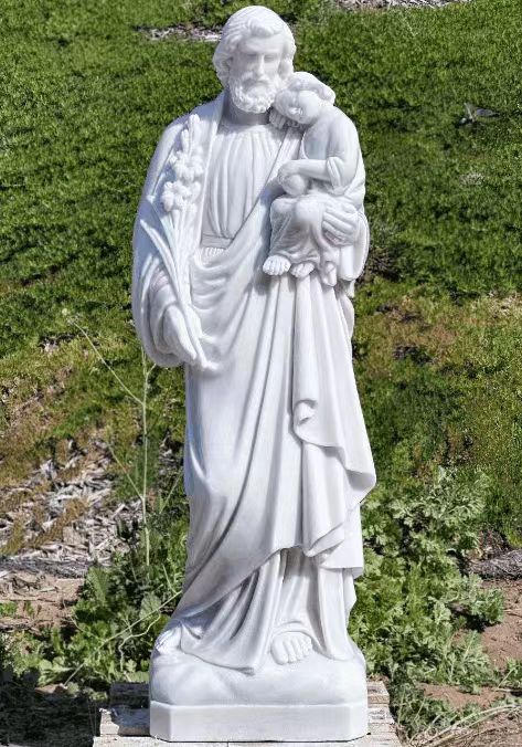 Marble Holy Father Holding Child White Marble Statue Religious Figure Statue