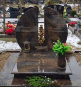 Semi-circular double-piece artistic and creative combined tombstone