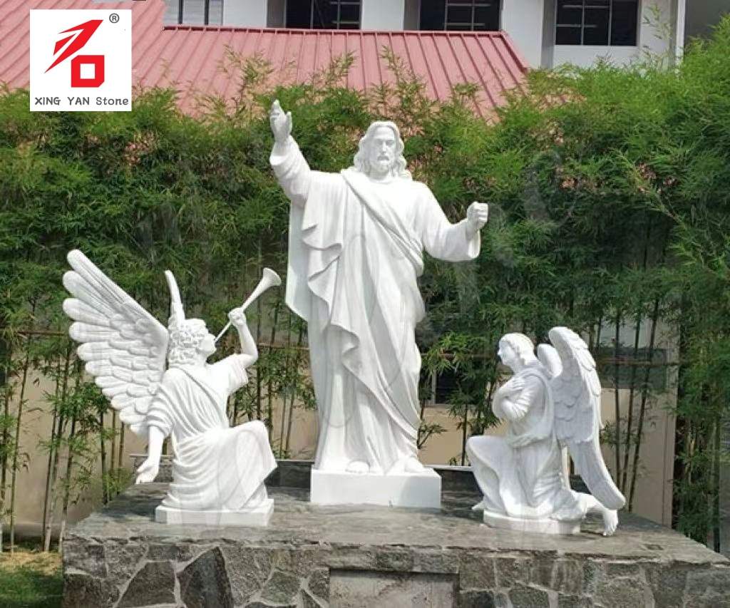 White Sculpture Set of Jesus and Angels