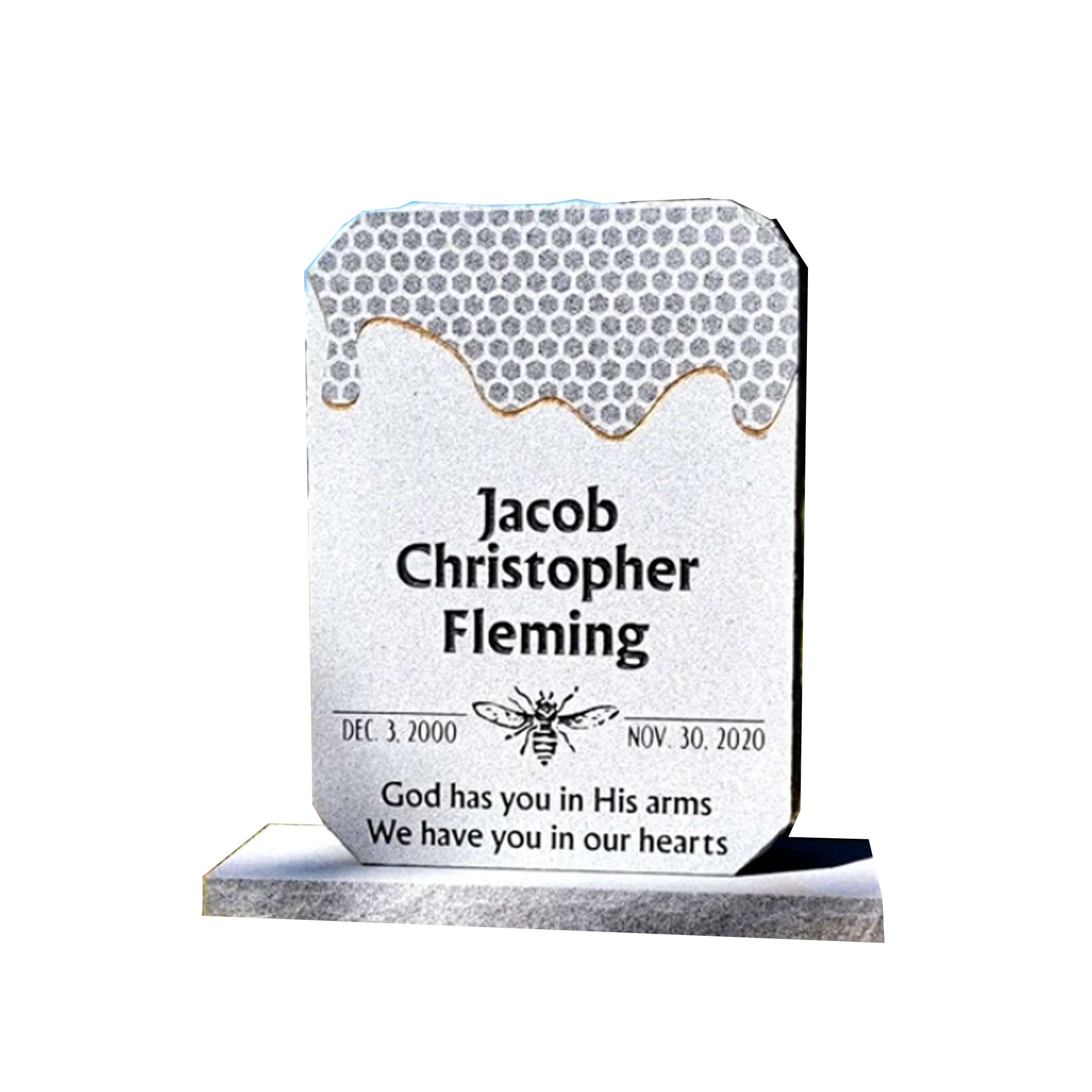 Grey Granite Tombstone With Simple Base